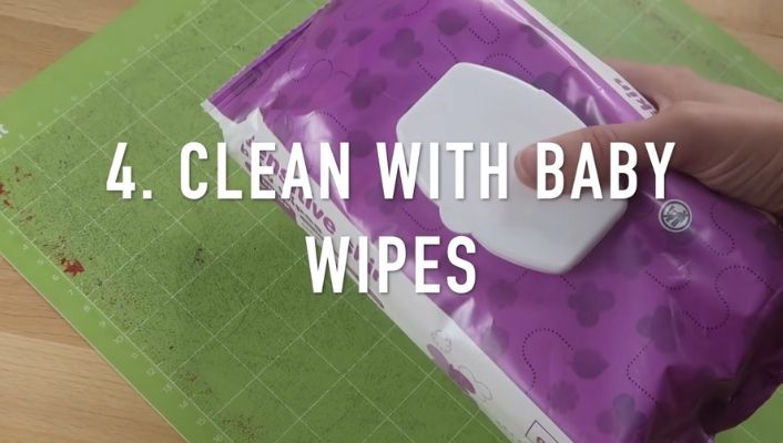 clean your cricut mat with baby wipes